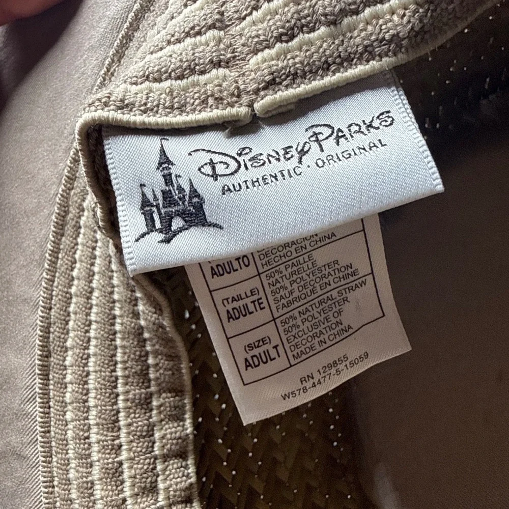 Disney Parks Mickey Mouse Natural Straw Fedora Hat Adult Tan Black RN 129855